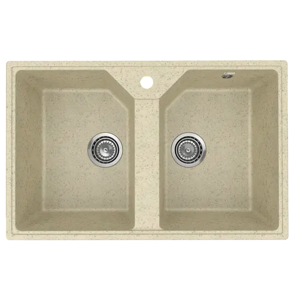 Кухонная мойка из искусственного камня Uperwood ECON UPD-402-002, прямоугольная, 2 чаши, бежевая матовая