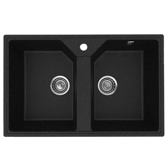 Кухонная мойка из искусственного камня Uperwood ECON UPD-402-004, прямоугольная, 2 чаши, черная матовая