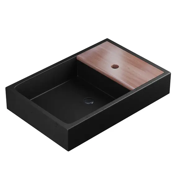 Раковина накладная бетонная Uperwood Piter 60х40х12 см, черная