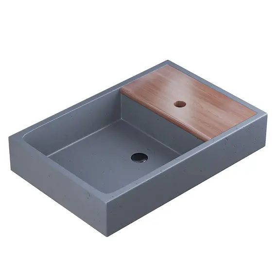 Раковина накладная бетонная Uperwood Piter 60х40х12 см,  графит