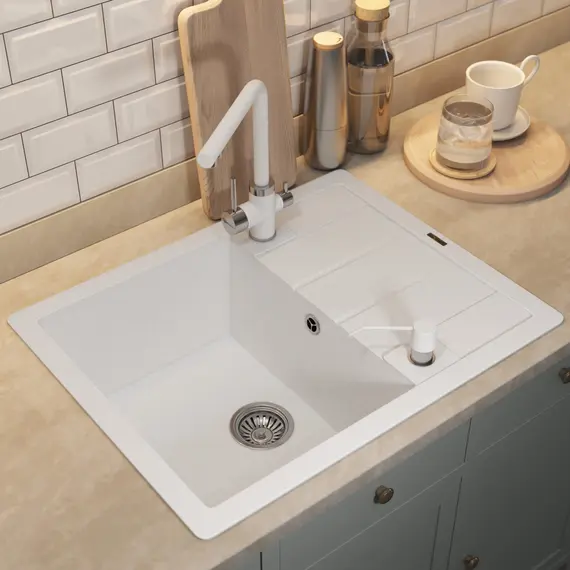 Кухонная мойка кварцевая Uperwood Quartz Premium UPD-03-01, прямоугольная, белая