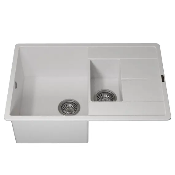 Кухонная мойка кварцевая Uperwood Quartz Premium UPD-05-01, прямоугольная двухсекционная, белая