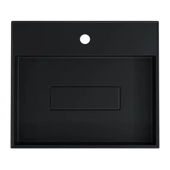 Раковина накладная 50 см, Uperwood Tanos Quartz, прямоугольная, черная, уголь