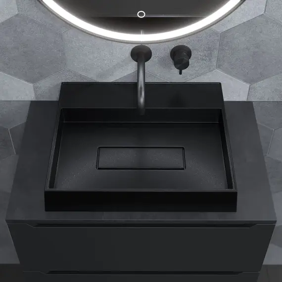 Раковина накладная Uperwood Tanos Quartz 50 см, без отверстия для смесителя, черная (космос)