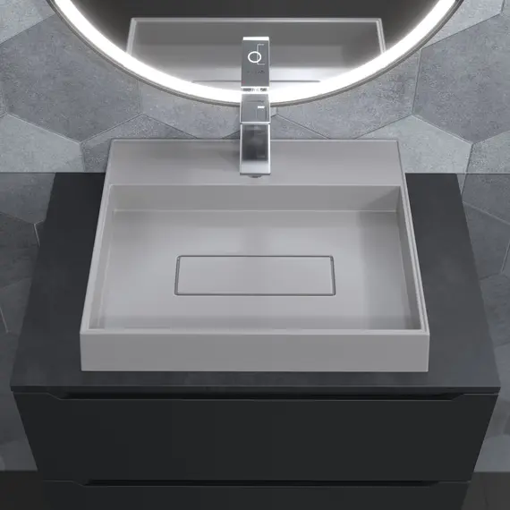 Раковина накладная 50 см, Uperwood Tanos Quartz, прямоугольная, белая, жасмин