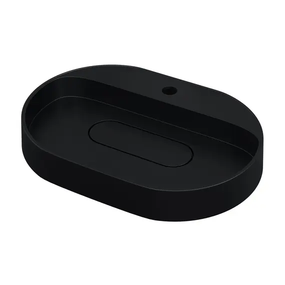 Раковина накладная 55 см, Uperwood Tanos Quartz, овальная, черная (уголь)