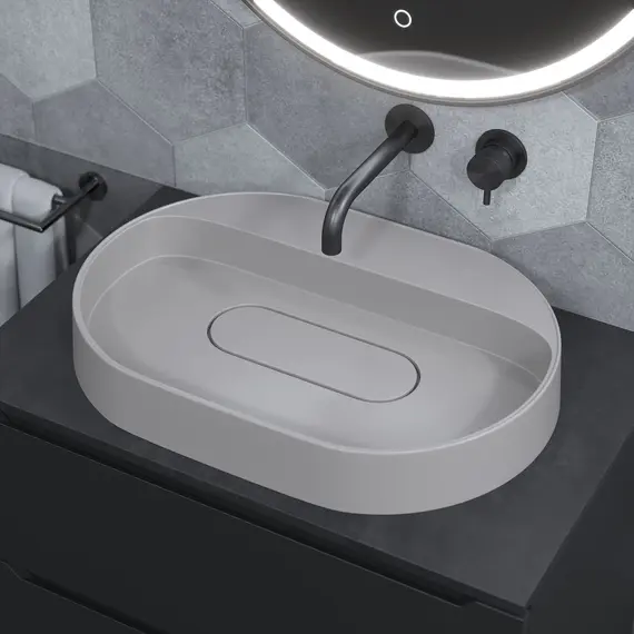 Раковина накладная Uperwood Tanos Quartz 55 см, без отверстия для смесителя, белая (жасмин)