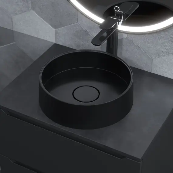 Раковина накладная кварцевая Uperwood Tanos Quartz 35 см, черная (уголь)