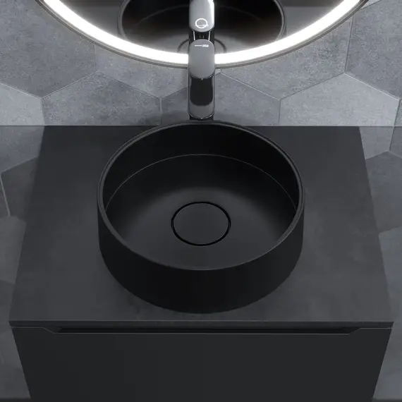 Раковина накладная кварцевая Uperwood Tanos Quartz 35 см, черная (уголь)