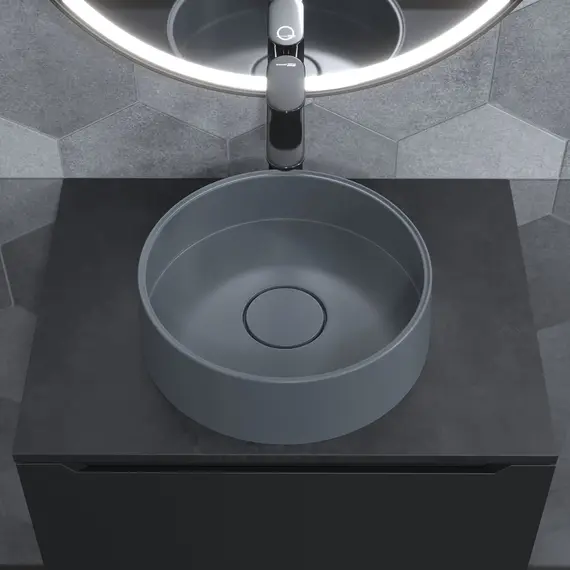 Раковина накладная кварцевая Uperwood Tanos Quartz 35 см, серая (бетон)