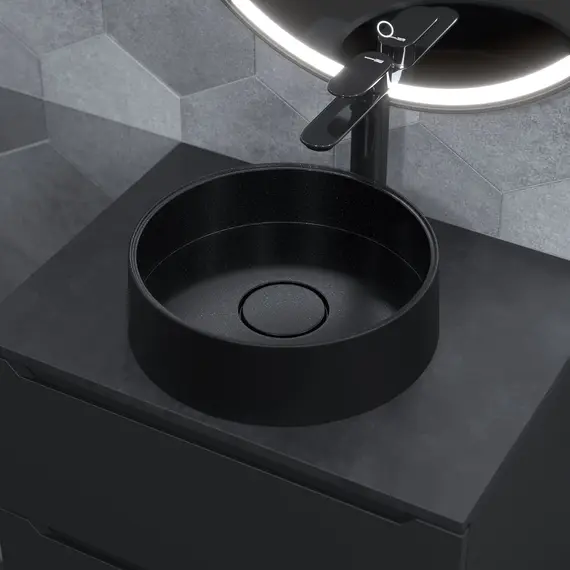 Раковина накладная кварцевая Uperwood Tanos Quartz 35 см, черная (космос)