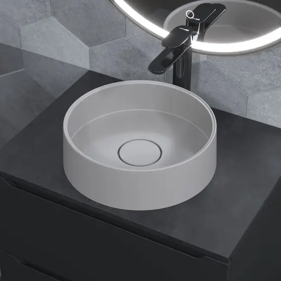 Раковина  накладная кварцевая Uperwood Tanos Quartz 35 см, белая (жасмин)