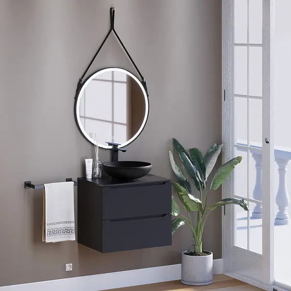 Раковина накладная бетонная Uperwood Sfera 40х40х12 см, круглая, черная