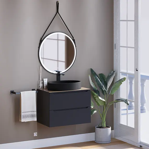 Раковина накладная бетонная Uperwood Rome 55х35х11 см, овальная, черная