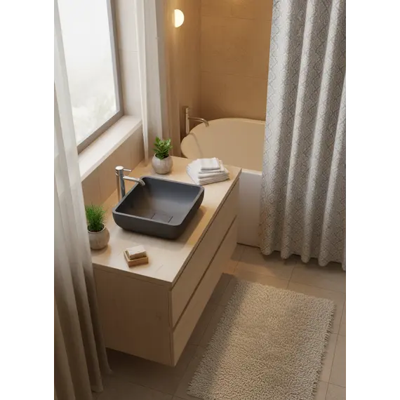 Раковина для ванной накладная Uperwood Florida квадратная, бетон, цвет графит