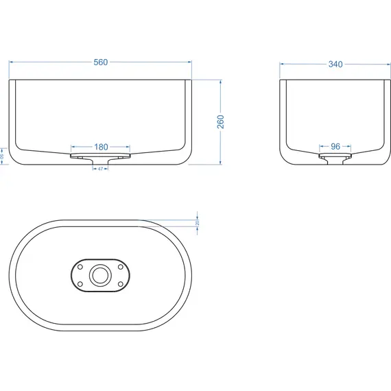 Раковина накладная бетонная Uperwood Venice 56х34х26 см, овальная, черная
