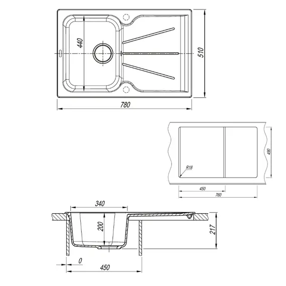 Кухонная мойка кварцевая Uperwood Quartz Premium UPD-04-02, прямоугольная, бежевая