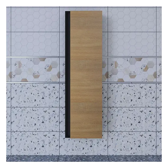 Шкаф-пенал для ванной Uperwood Barsa 35*28*120 см, подвесной, черный/дуб сонома