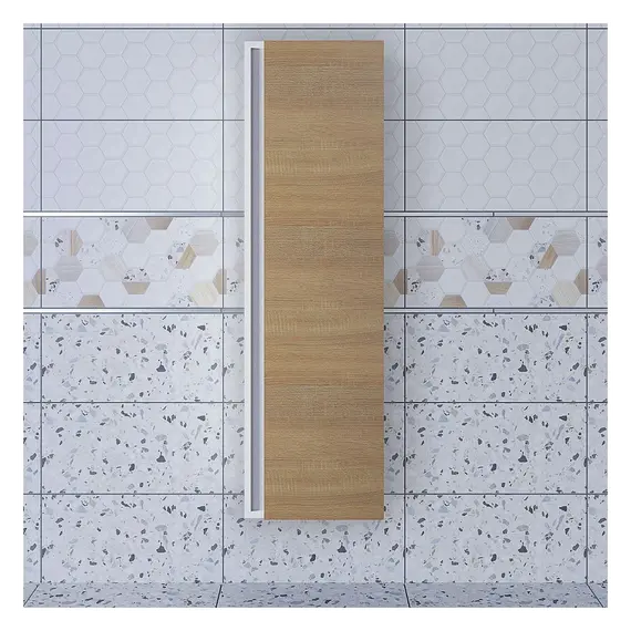 Шкаф-пенал для ванной Uperwood Barsa 35*28*120 см, подвесной, белый/дуб сонома
