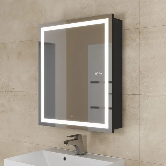 Зеркало шкаф с подсветкой  Uperwood Tanos, черное