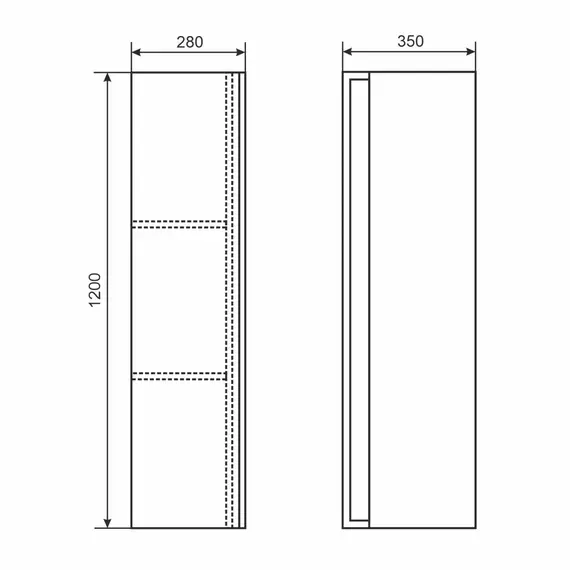 Шкаф-пенал для ванной Uperwood Barsa 35*28*120 см, подвесной, белый/дуб сонома