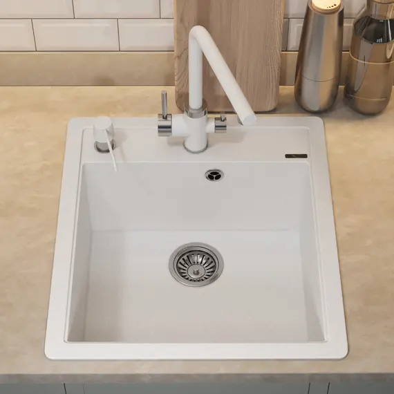 Кухонная мойка кварцевая Uperwood Quartz Premium UPD-07-01, прямоугольная, белая