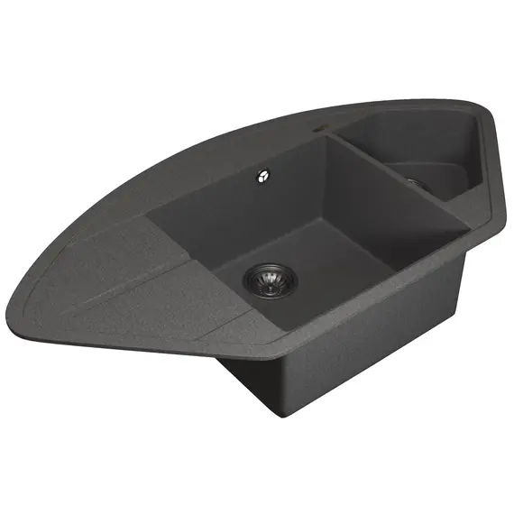 Кухонная мойка кварцевая Uperwood Quartz Premium UPD-06-03, угловая двухсекционная, серая