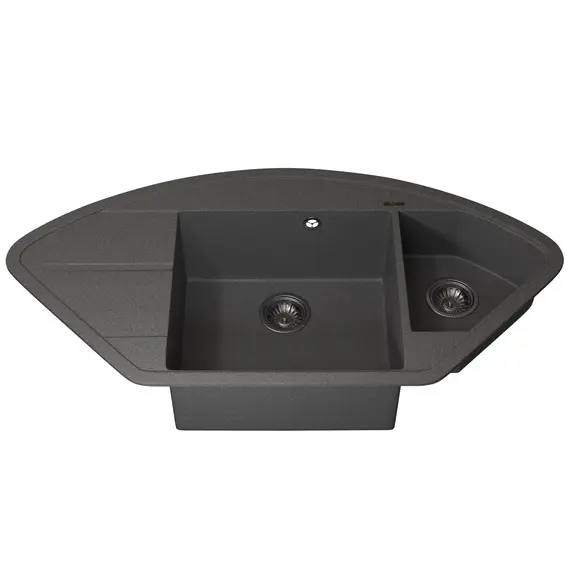 Кухонная мойка кварцевая Uperwood Quartz Premium UPD-06-03, угловая двухсекционная, серая