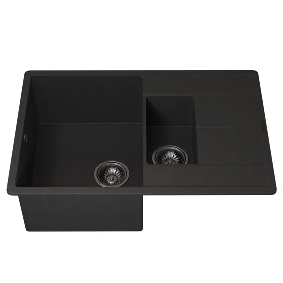 Кухонная мойка кварцевая Uperwood Quartz Premium UPD-05-04, прямоугольная двухсекционная, черная