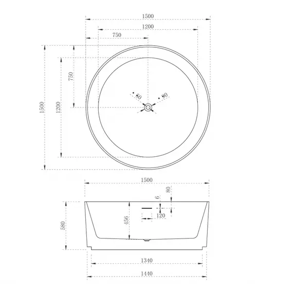 Акриловая ванна ABBER AB9442 150*150