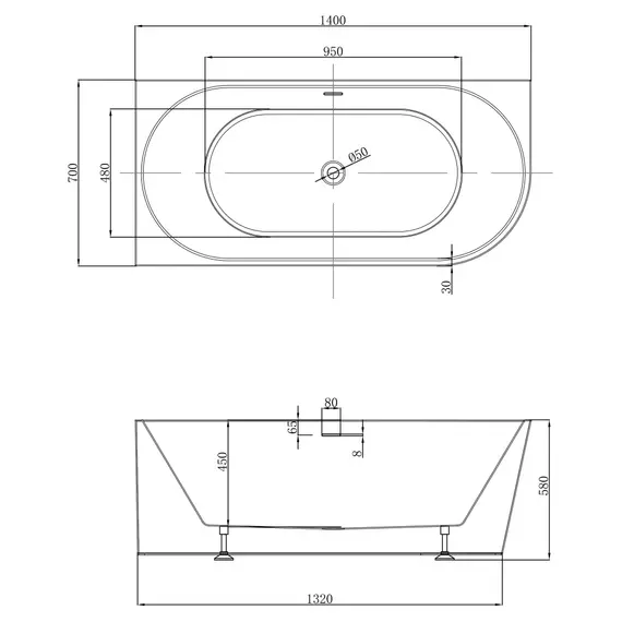 Акриловая ванна ABBER AB9502-1.4 L белая