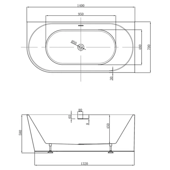 Акриловая ванна ABBER AB9502-1.4 L белая