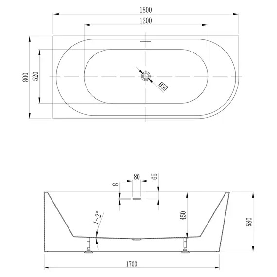 Акриловая ванна ABBER AB9502-1.4 L белая