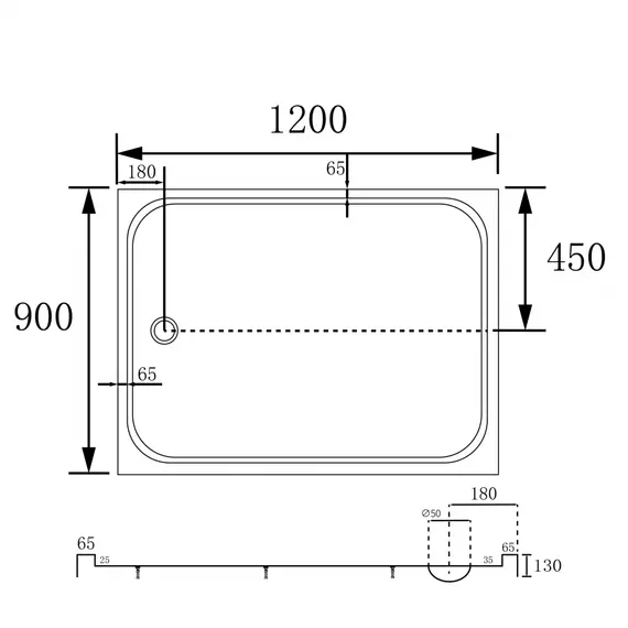 Душевой поддон ABBER AD3C прямоугольный, акриловый, белый