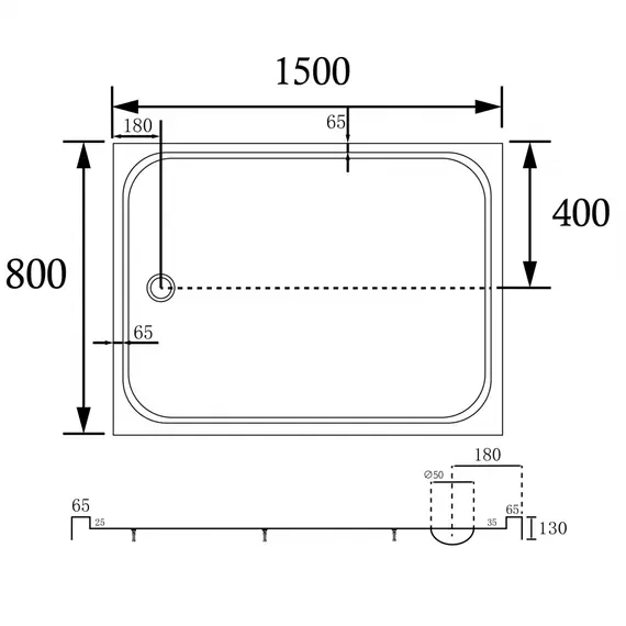 Душевой поддон ABBER AD3C прямоугольный, акриловый, белый