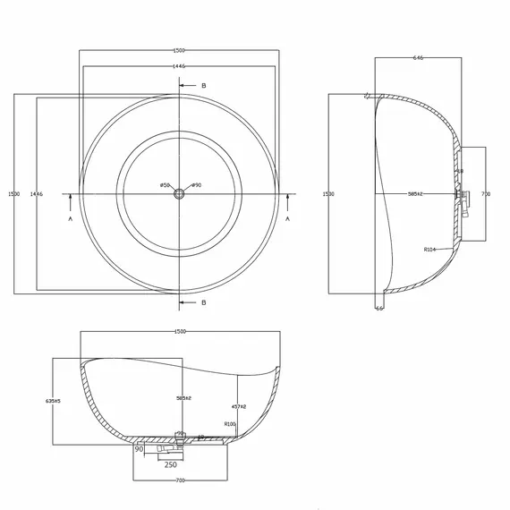 Ванна из полиэфирной смолы ABBER Kristall AT9705Koralle розовая 150*150 прозрачная