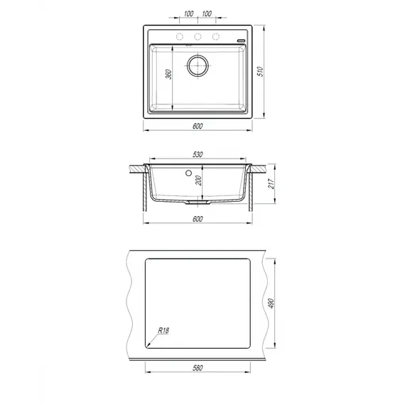 Кухонная мойка ABBER Quarz AQ2902B черная