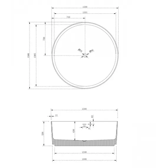 Ванна из искусственного камня ABBER Stein AS9679Blau голубая 150*150