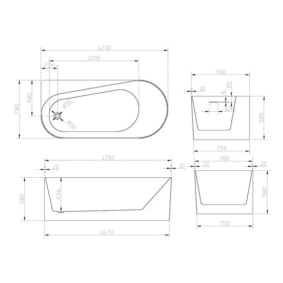 Акриловая ванна ABBER AB9496  L/R