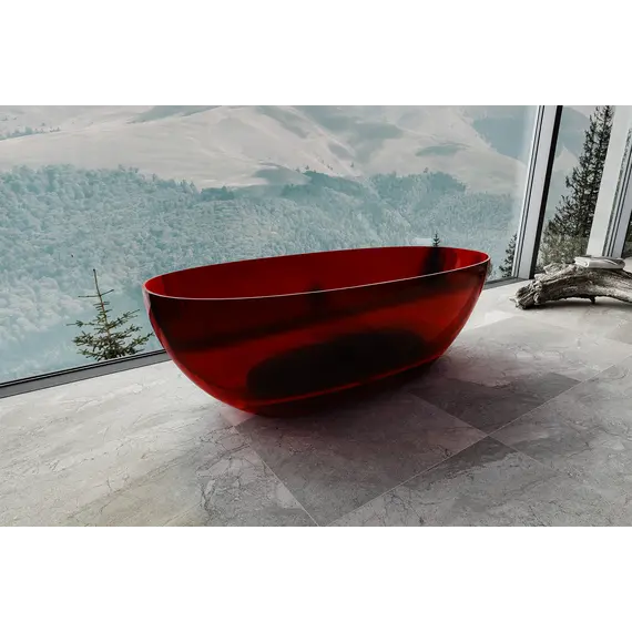 Ванна из полиэфирной смолы  ABBER Kristall AT9703Rubin красная 170*75 прозрачная