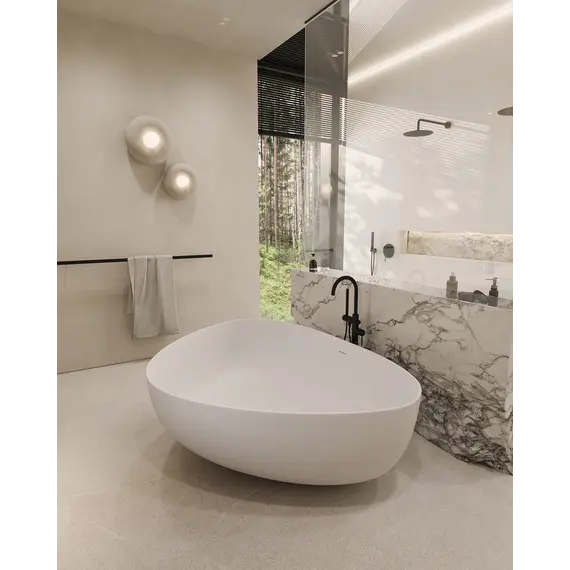 Ванна из искусственного камня ABBER Stein AS9608 белая матовая 180*130