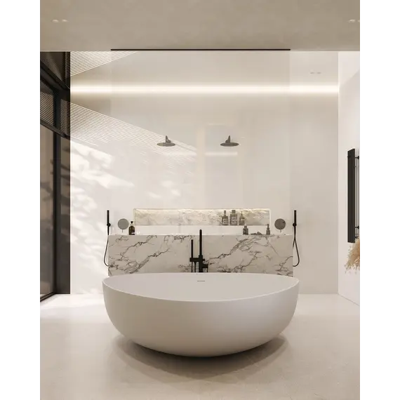 Ванна из искусственного камня ABBER Stein AS9608 белая матовая 180*130