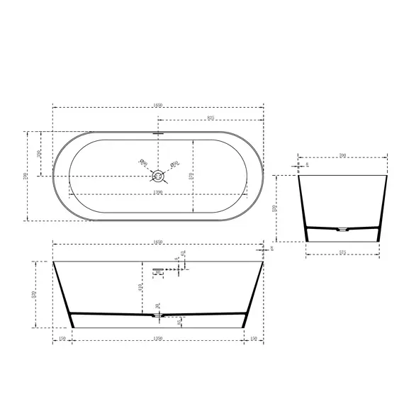 Ванна из искусственного камня ABBER Stein AS9622 белая матовая 165*70
