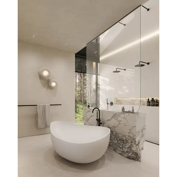 Ванна из искусственного камня ABBER Stein AS9639 белая матовая 180*110