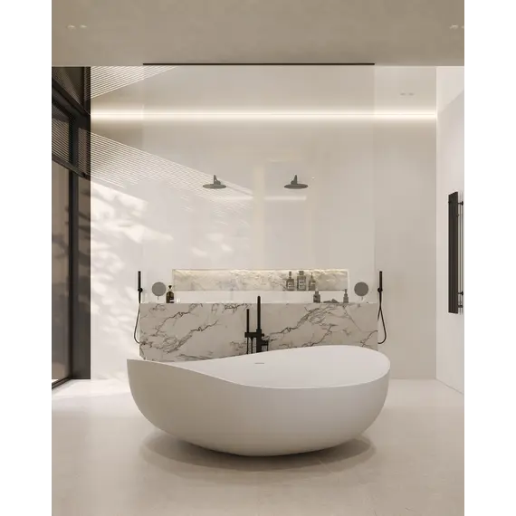 Ванна из искусственного камня ABBER Stein AS9639 белая матовая 180*110