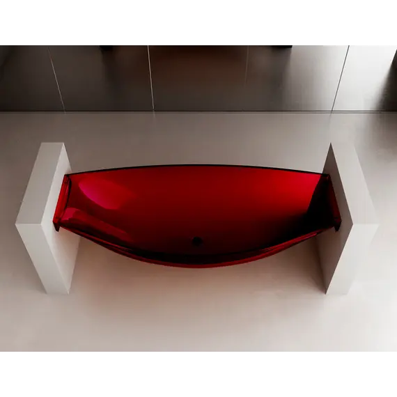Ванна из полиэфирной смолы ABBER Kristall AT9704Rubin подвесная красная 180*80 прозрачная