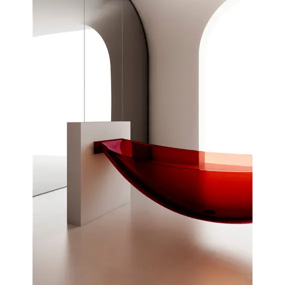 Ванна из полиэфирной смолы ABBER Kristall AT9704Rubin подвесная красная 180*80 прозрачная