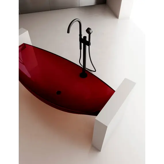 Ванна из полиэфирной смолы ABBER Kristall AT9704Rubin подвесная красная 180*80 прозрачная