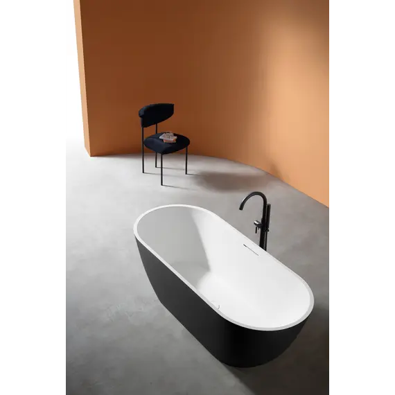 Ванна из искусственного камня ABBER Frankfurt 170х75 черно-белая матовая