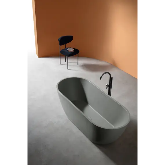 Ванна из искусственного камня ABBER Frankfurt 170х75 светло-серая матовая